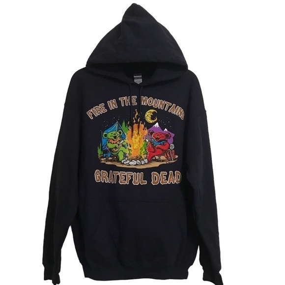 Grateful Dead Fire in the Mountains Navy Hooded Sweatshirt Hoodie Men's M - Picture 2 of 7